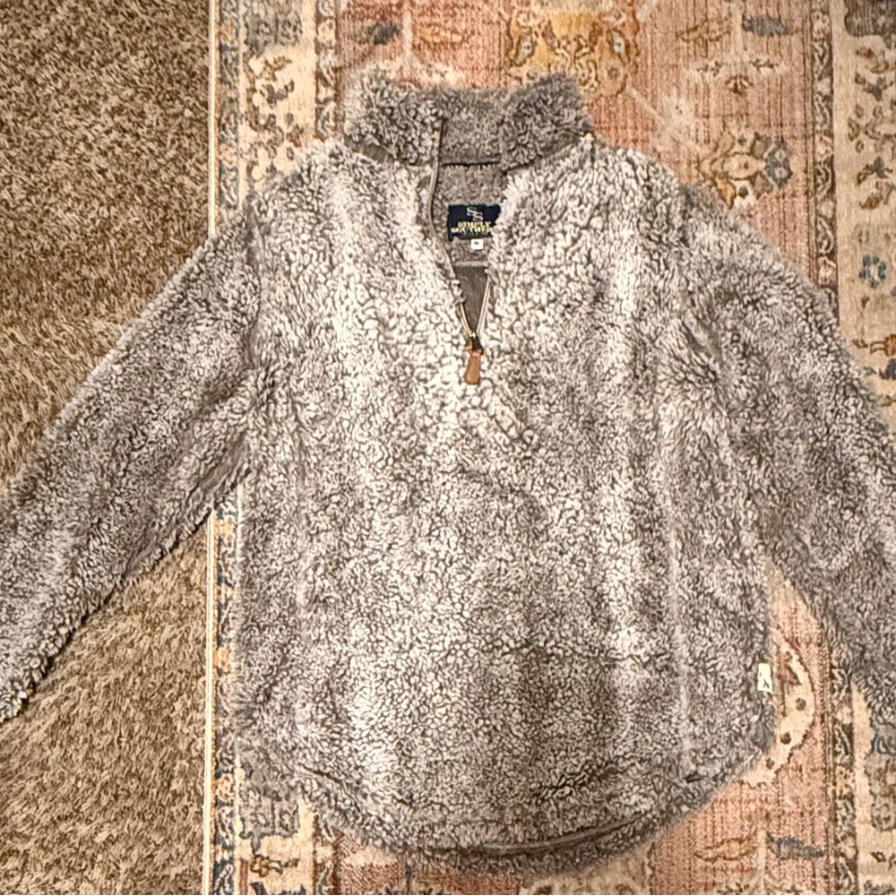 Simply Southern - Gray Quarter Zip Sherpa Pullover Sweater